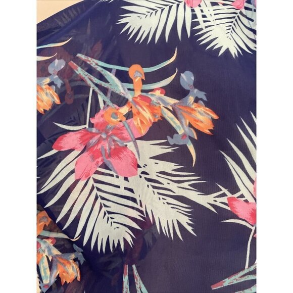 Pia Rossini Women's Floral Tunic Cover Up Size S/M Short Dolman Sleeve Chiffon - Picture 4 of 11